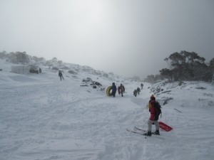 Families arrive for a day of snow fun at Mt Mawson