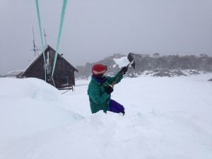 Karen Davis gets into the swing of digging out the Mawson Tow on Friday night.