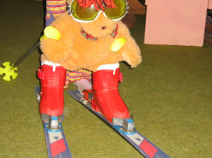 image of Teddy bear on ski's